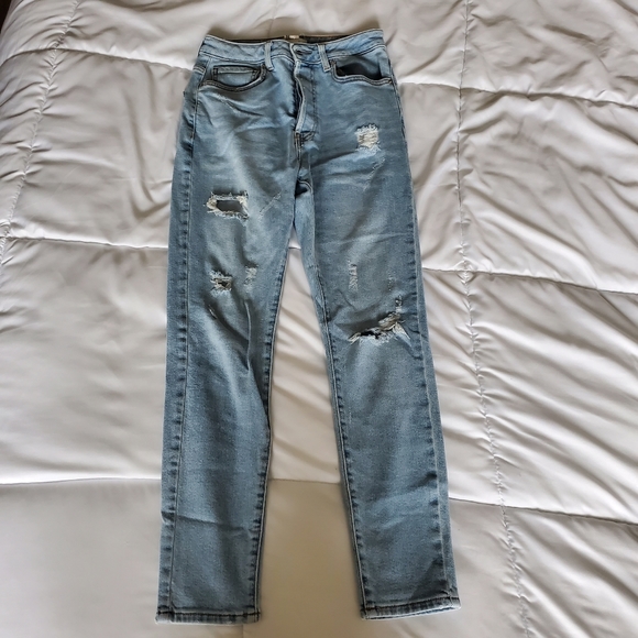 Forever 21 High Waisted Distressed Jeans - Picture 2 of 5